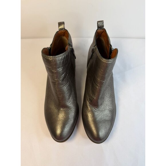 Lucky Brand Basel Ankle Booties Womens Size 8.5W Metallic Pewter Block Heel - Picture 2 of 12